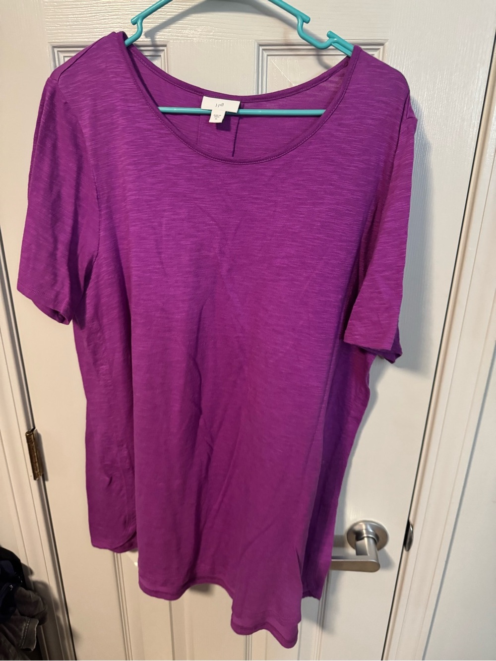 J. Jill Scoop Neck Short Sleeve Tee in Bright Purple